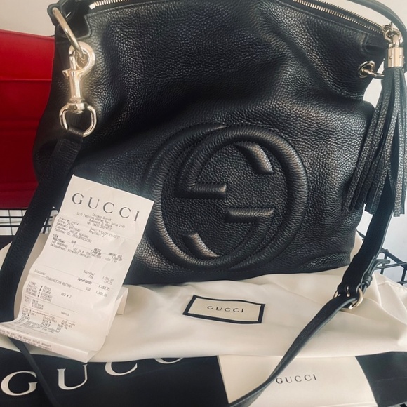 GUCCI BLACK GG DISCO SOHO LEATHER HOBO HANDBAG 536194 - Picture 9 of 16
